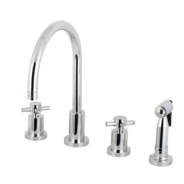 KS8721DXBS Concord 8" Widespread Kitchen Faucet W/ Brass Sprayer, Chrm
